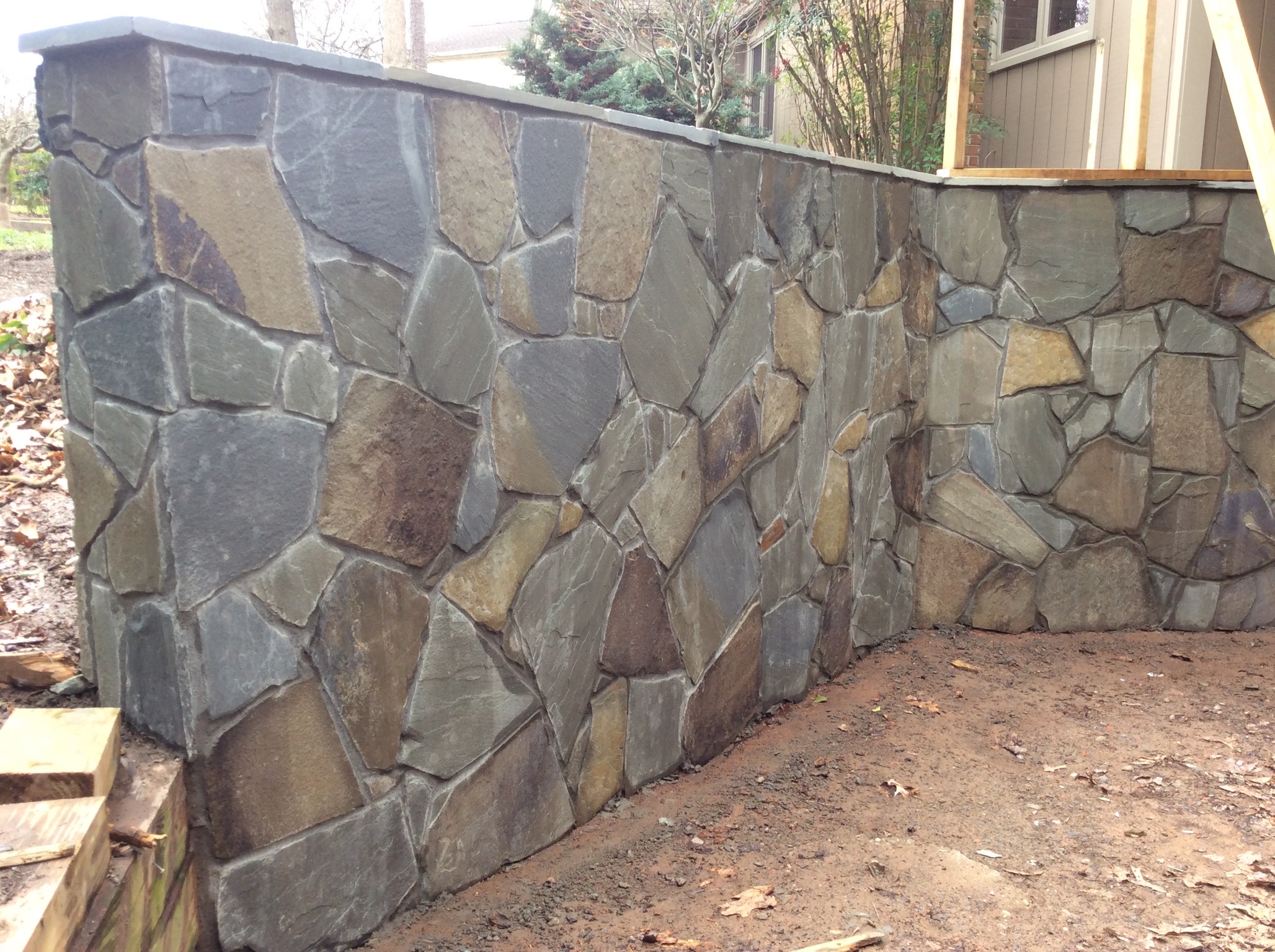 Flagstone Garden Wall in Progress