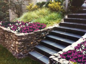 Flagstone Steps and stone wall